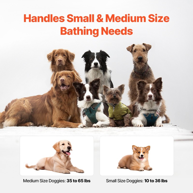 Portable Elevated Dog Bathtub, Foldable Pet Shower Station, Quick Drainage, Grey gallery