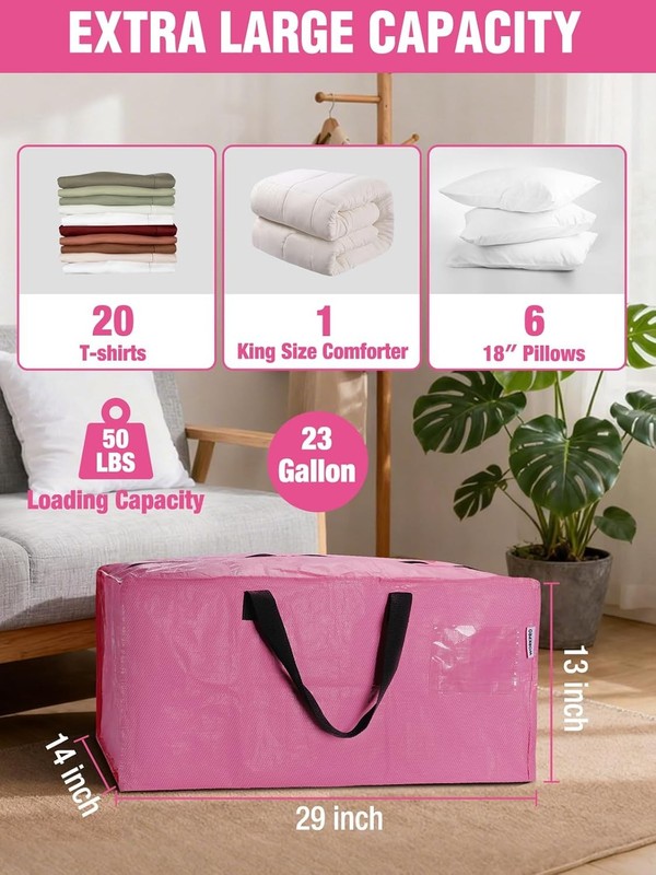 WORKPRO 4 Pack Extra Large Moving Bags Heavy-Duty Storage Tote for Space Saving gallery