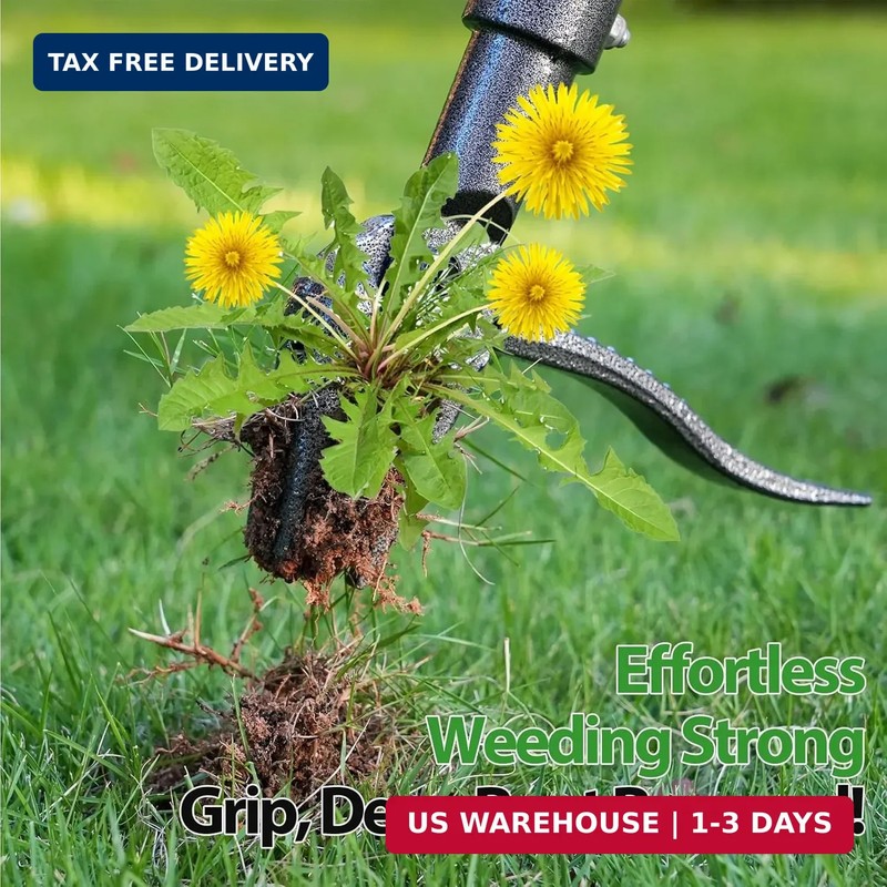 Stand Up Weed Puller Tool, 46" Adjustable All-Metal Long Handle Weeder with 4-Cl gallery
