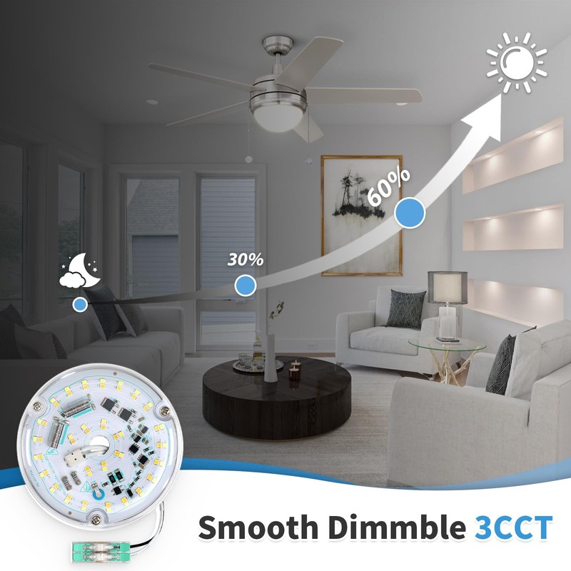4 Inch Ceiling Fan LED Light Replacement, 18W 6000K 2200LM LED Ceiling Fan Light gallery