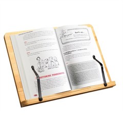 FixtureDisplays Bamboo Book Stand, Large Cookbook Holder, Adjustable Natural