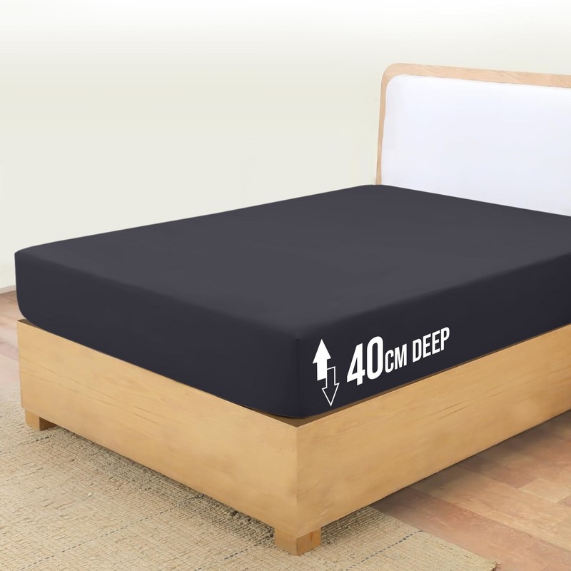16" Deep Fitted Sheet Queen King Size Elastic Corner Mattress Cover Bed Sheets gallery