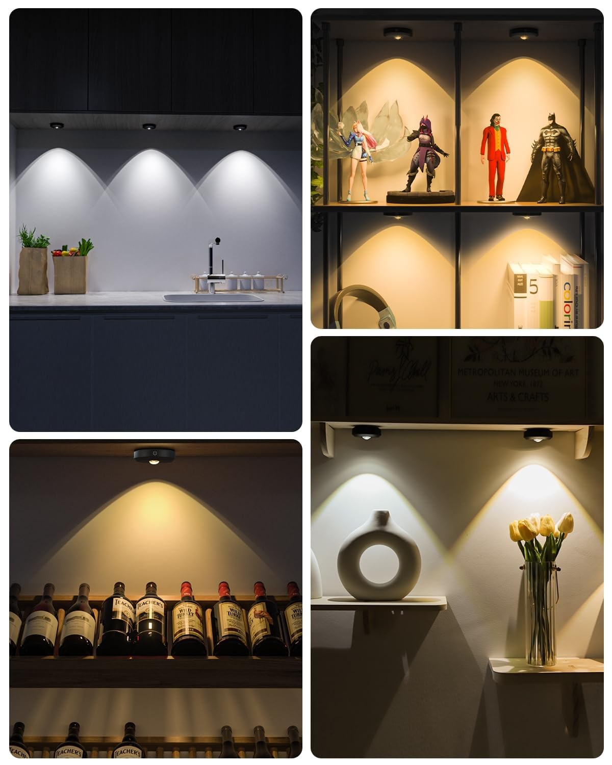 Puck Lights with Remote Control, Rechargeable Under Cabinet Lights, 1200mAh B... gallery
