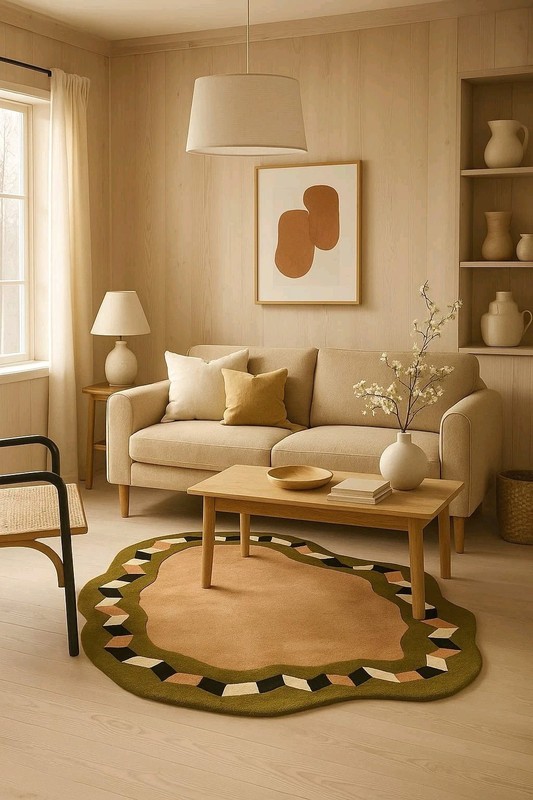 Modern Hand Tufted Rug Irregular Shape Carpet Abstract Arae Rug For Living Room gallery