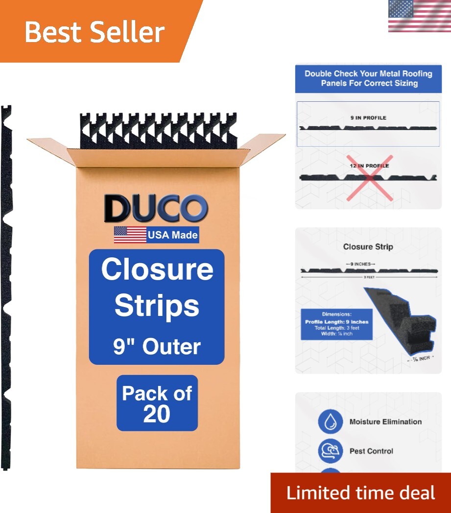 20-Pack Duco 9in Rib Profile Foam Closure Strips for Metal Roofing - 3ft Length gallery