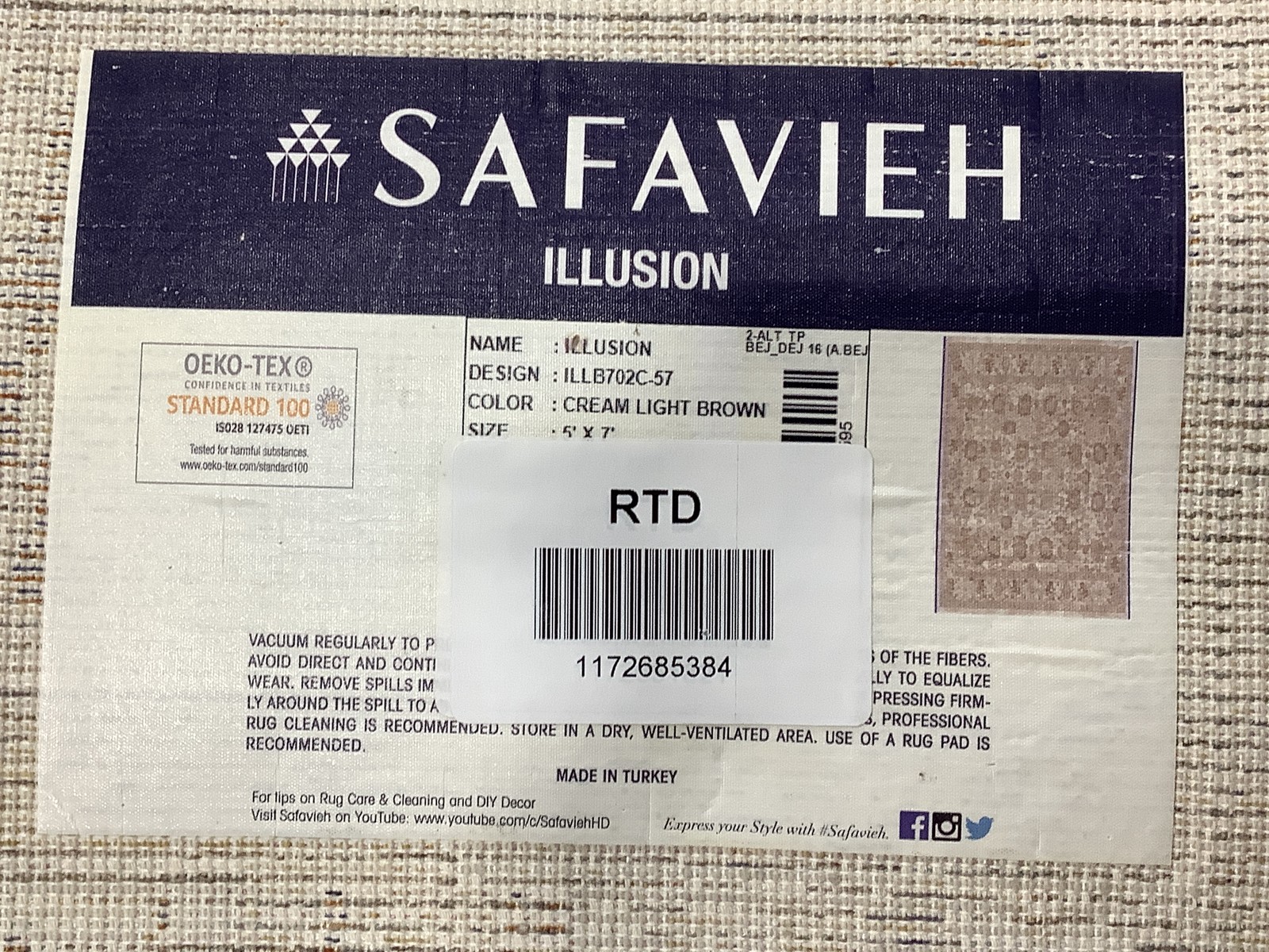 CREAM / LBROWN 5'-0" x 7'-0" Back Stain Rug Reduced Price 1172685384 ILLB702C-57 gallery