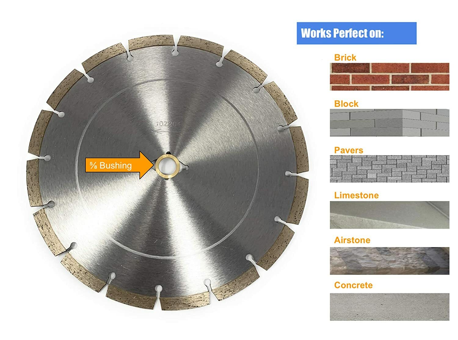 10-Inch Dry or Wet Segmented Saw Blade with 5/8-Inch Arbor for Concrete /Brick gallery