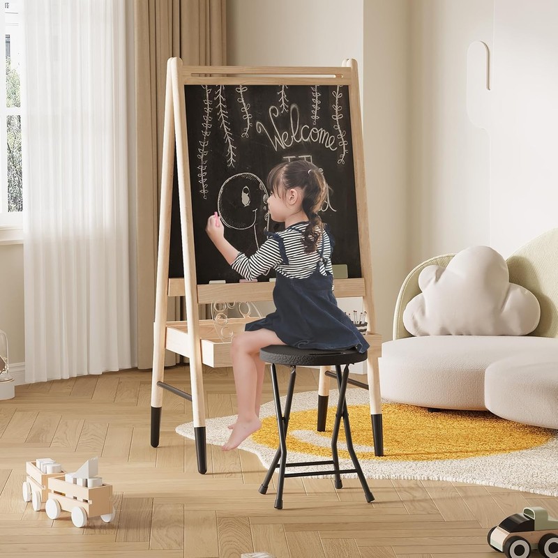 Foldable Stool Chair with Handle Heavy Duty Portable Round for Dorm Kitchen Set gallery