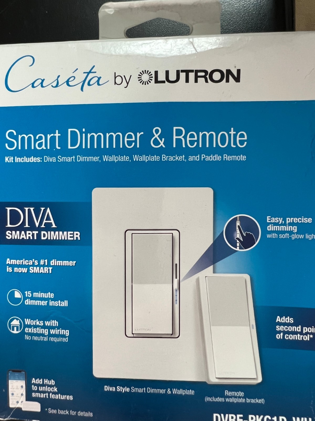 Lutron Diva Smart 150W LED Dimmer Switch - White (DVRF-PKG1D-WH-R) 6984/OB gallery