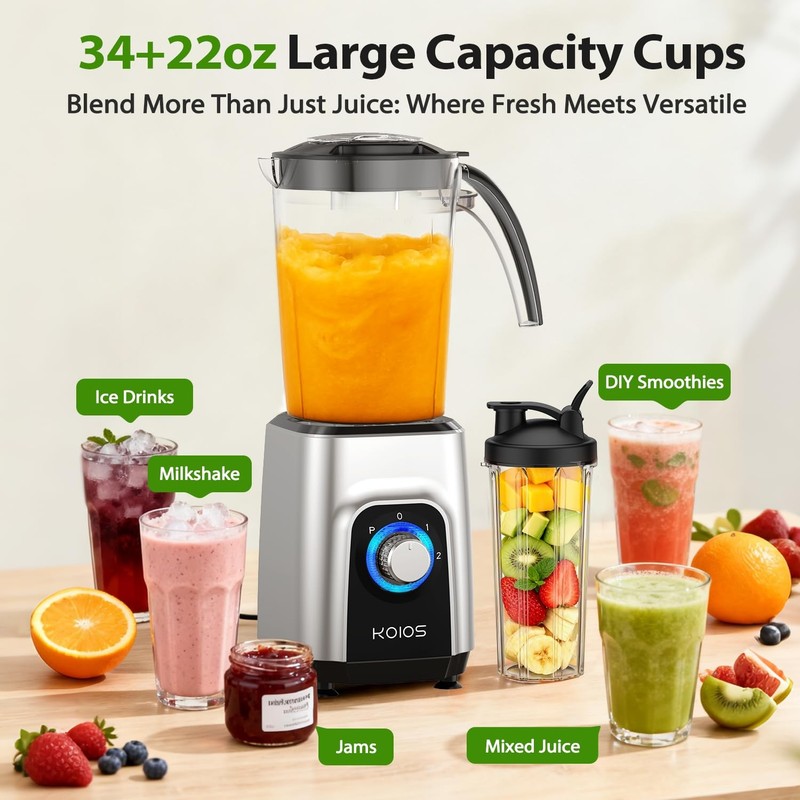 Blender/Food Processor Combo Max 1000W, 4 in 1 34oz Pitcher, 22oz Blending Cu... gallery
