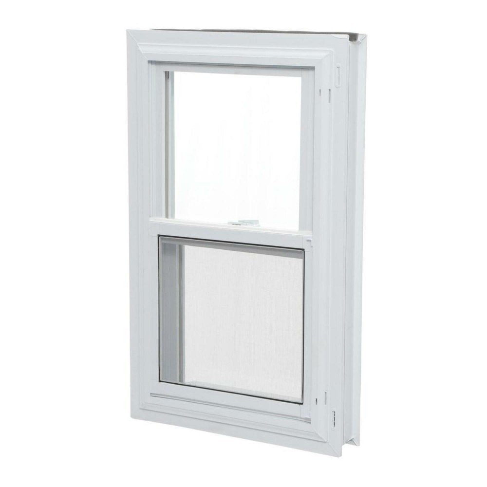 Universal/Reversible Sliding White Vinyl Window with Buck Frame