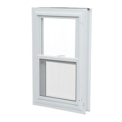 Universal/Reversible Sliding White Vinyl Window with Buck Frame