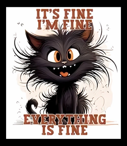 It's Fine I'm Fine Everything Is Fine Funny Black Cat Refrigerator Fridge MAGNET gallery