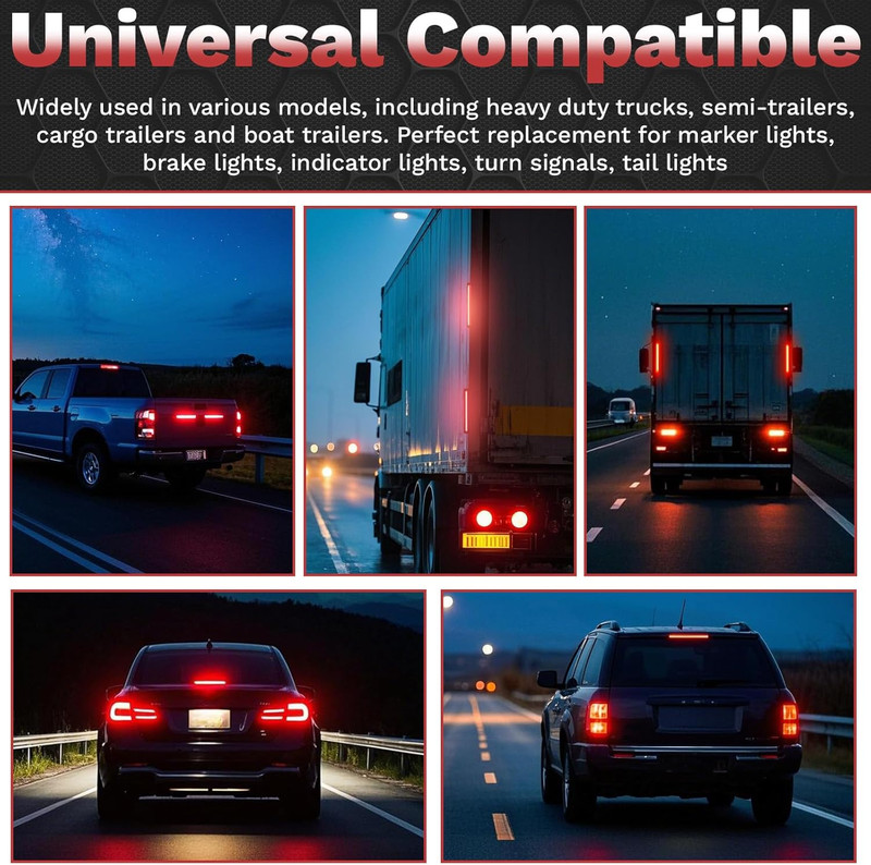 2PCS LED Trailer Tail Light Bar 10 Inch Waterproof Brake Light Strip Red gallery