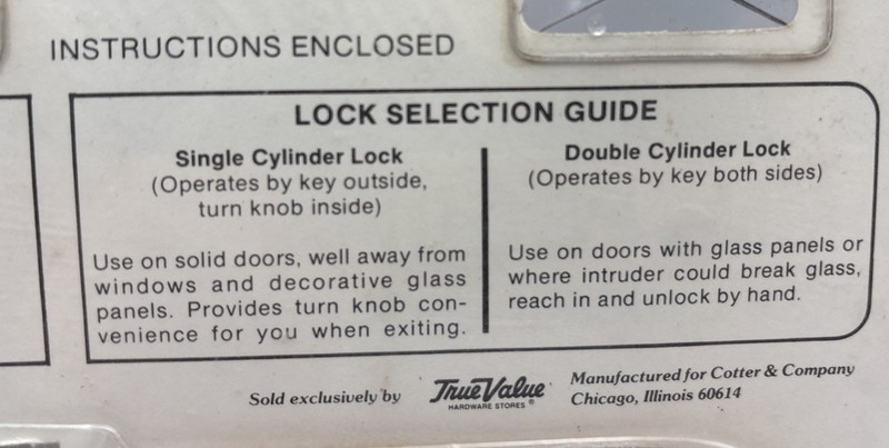 True Value Jimmyproof Single Cylinder Lock: Outside Key/Inside Knob, Sealed gallery