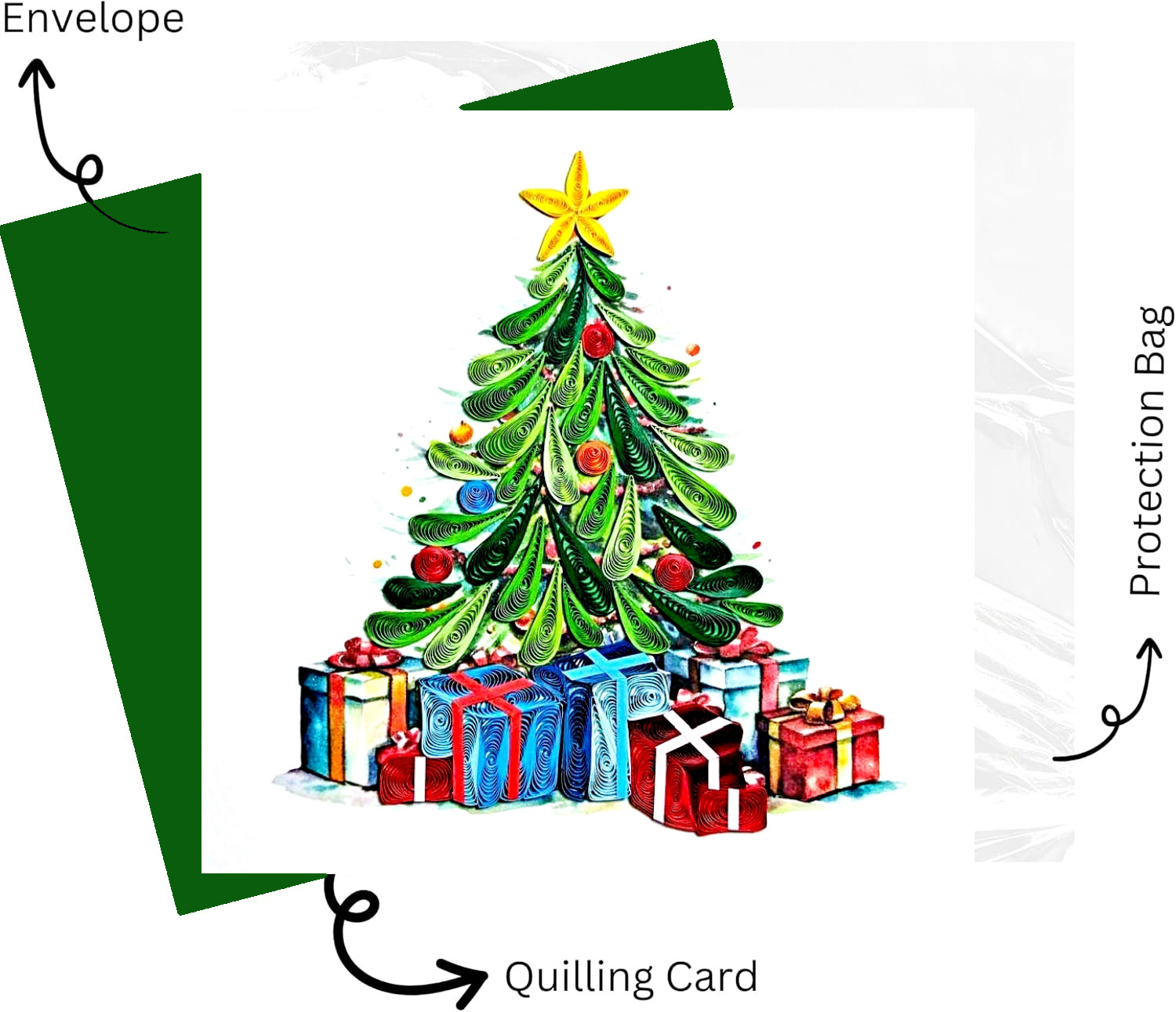 Handmade Christmas Tree Quilling Card – Unique Holiday Greeting Card – 3D Card gallery