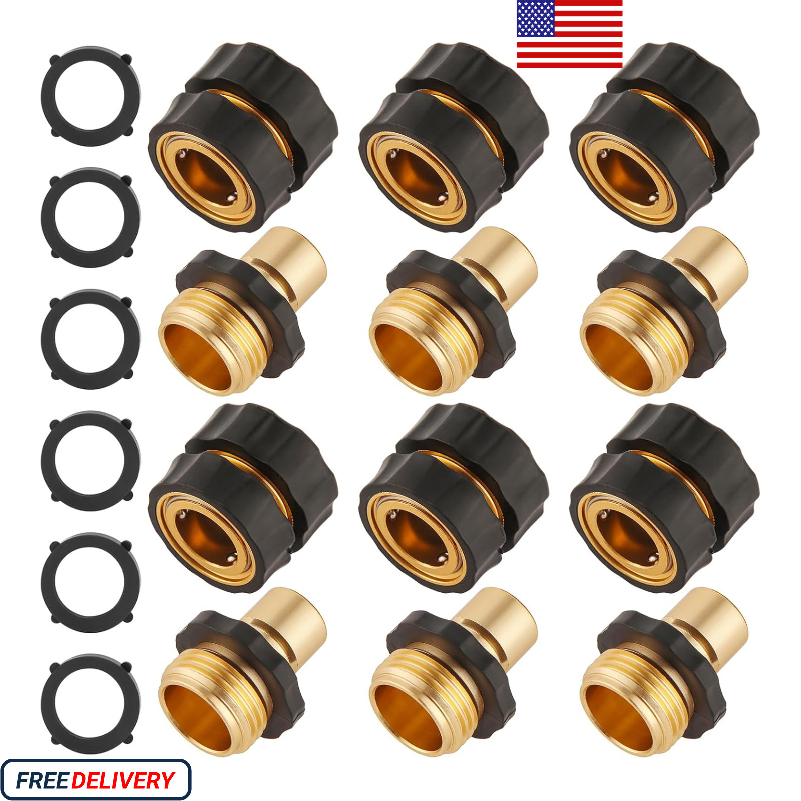 6 Set Quick Connect Hose Fittings for Garden Hose Quick Connector with Gasket gallery