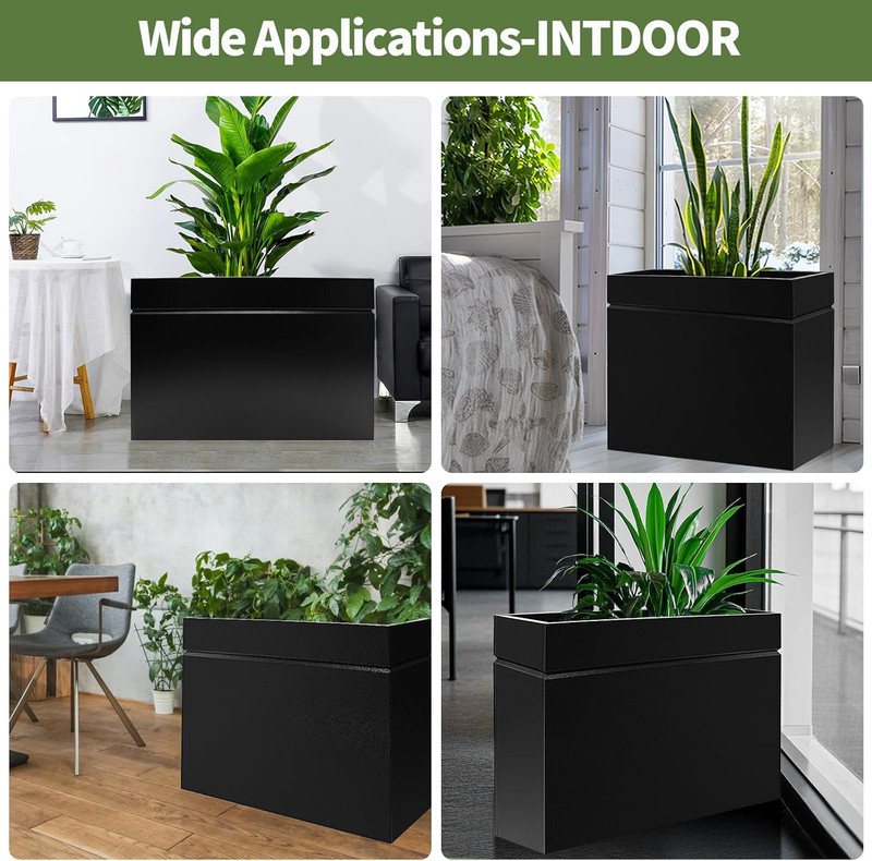 Metal Rectangular Planter Box, Powder Coating Steel Large Planters 35" L X 9" W gallery