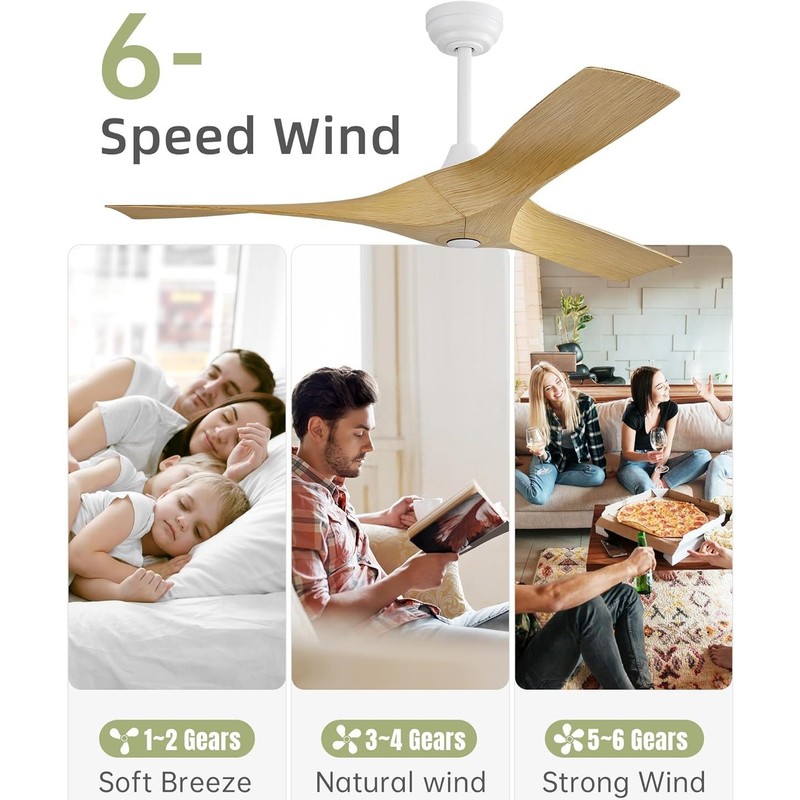 Modern Bedroom Ceiling Fan W/Remote & 6 Speed Timer Reversible DC Indoor Outdoor gallery