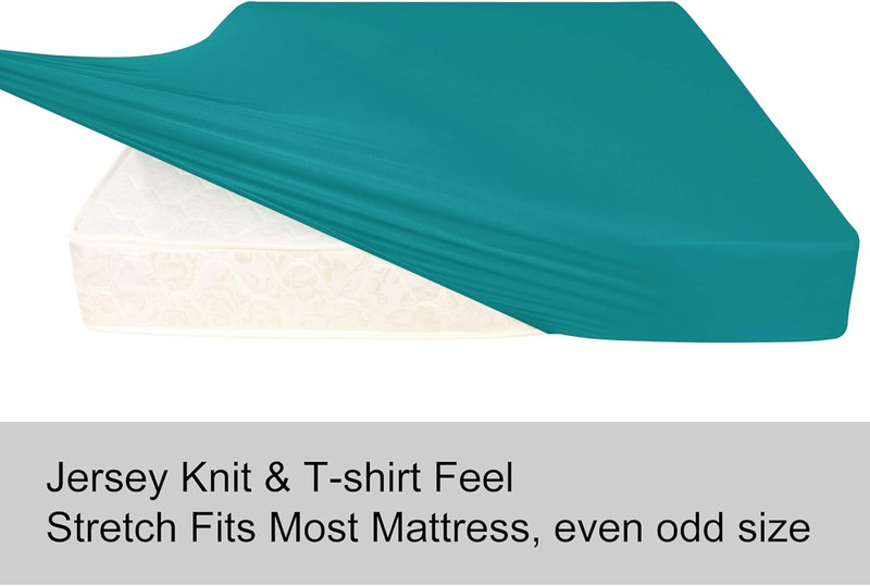 Stretch Queen Fitted Sheet Only - Jersey Knit & Soft Cozy T-Shirt Like, 4-Way St gallery