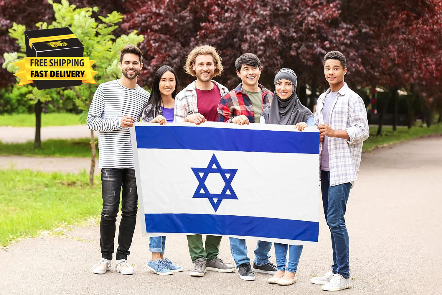DANF Israel Flag 3X5 Ft Thick Polyester, Fade Resistant, Brass Grommets, Canvas gallery