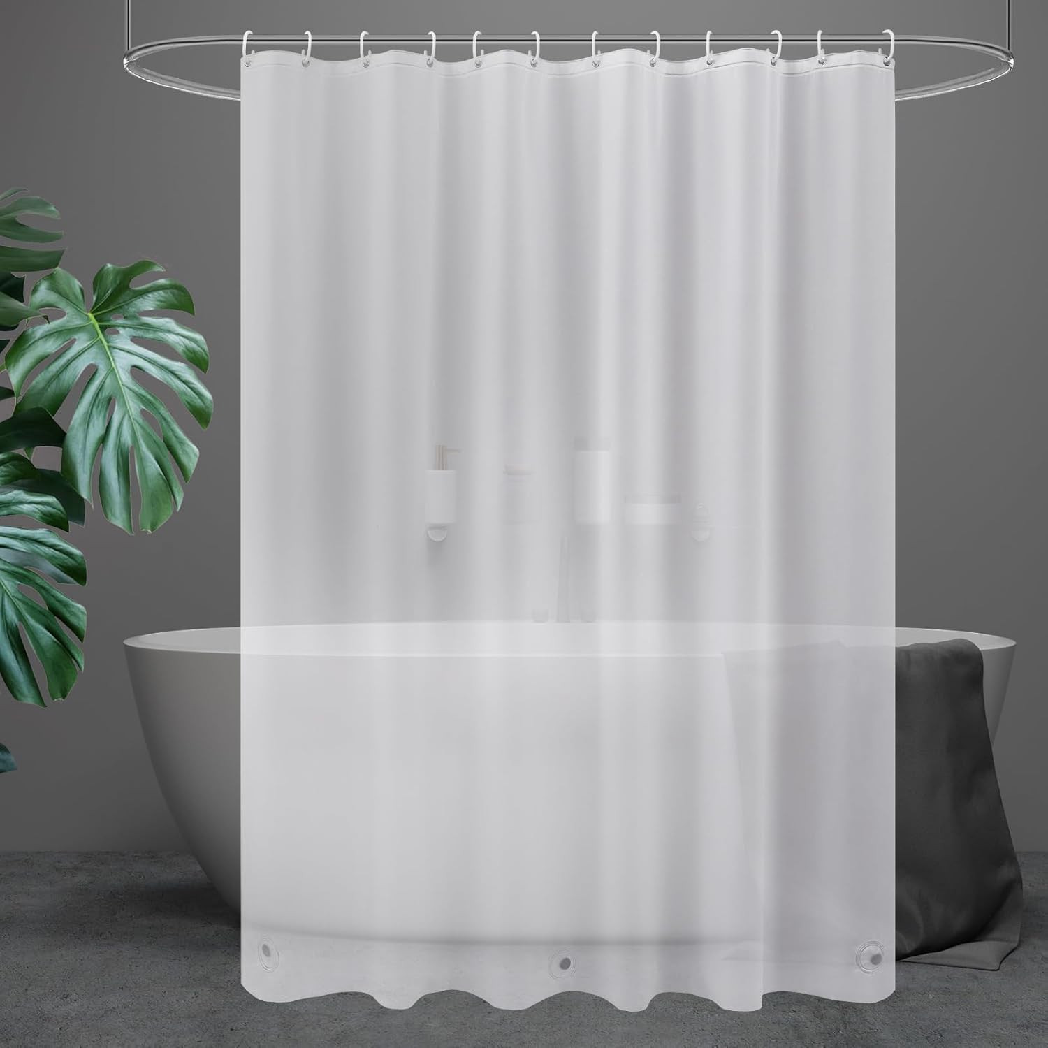 Frosted 74 Inch Shower Curtain Liner,Peva Plastic Waterproof Long Shower Curtain gallery