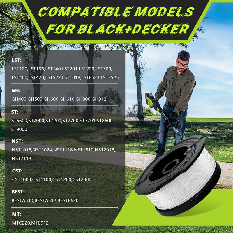 Weed Eater String 30Ft 0.065 for Black+Decker Trimmer Line 6 Spools 1 Cap gallery