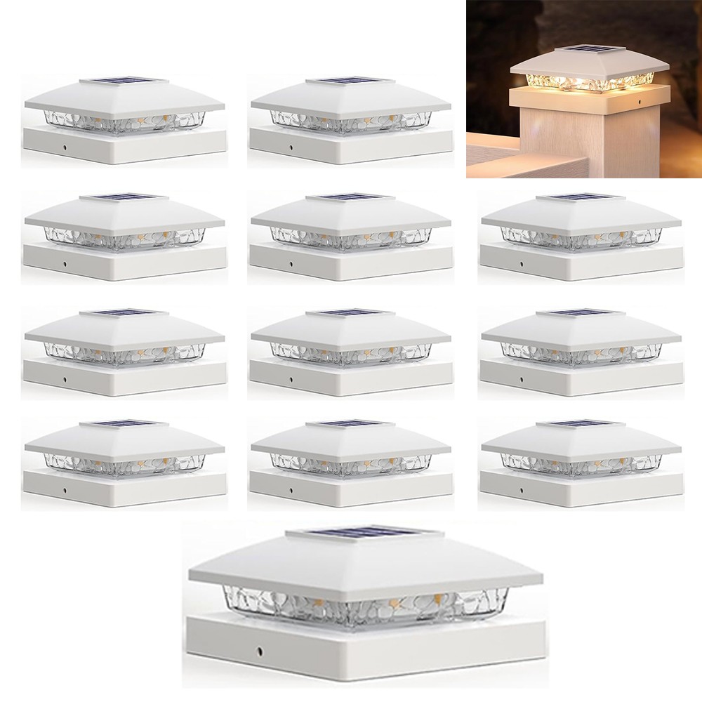12 Pack Solar Post Cap Light For 4x4 Outdoor Waterproof LED Deck Fence Light gallery