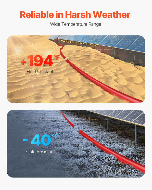 100FT Solar Panel Extension Cable 10AWG Waterproof PV 6mm² Cable Red gallery