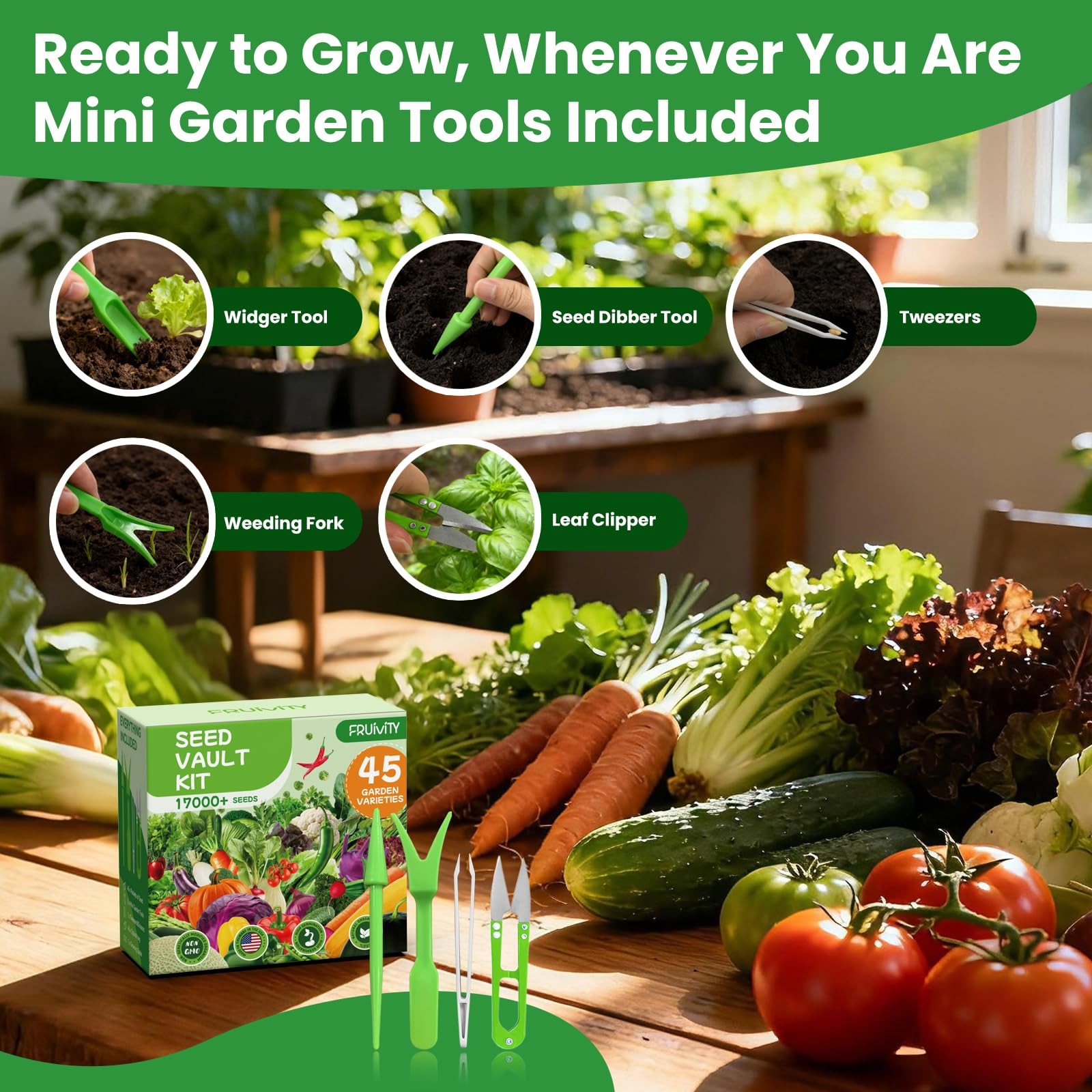 Fruivity 45 Vegetable Seeds Variety Pack - 17,000+ Non-GMO Heirloom for Plant... gallery