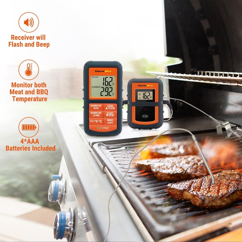 ThermoPro TP-08S Wireless Remote Meat Thermometer Dual Probe for Grilling BBQ gallery