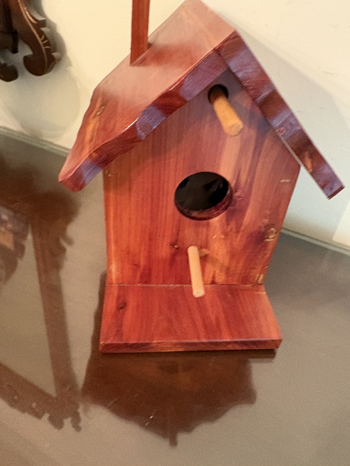 Handmade Red Cedar Birdhouse W Removable Roof For Cleanout + Two Lovely Birds! gallery
