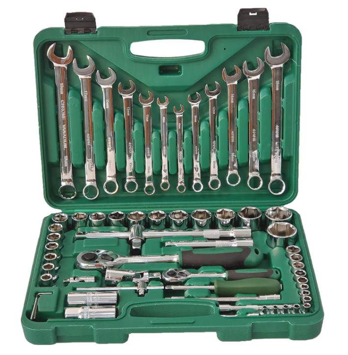72 Teeth Mechanic Tool Set 61 Piece Socket Wrench Set with Storage Case 1/4 1/2" gallery