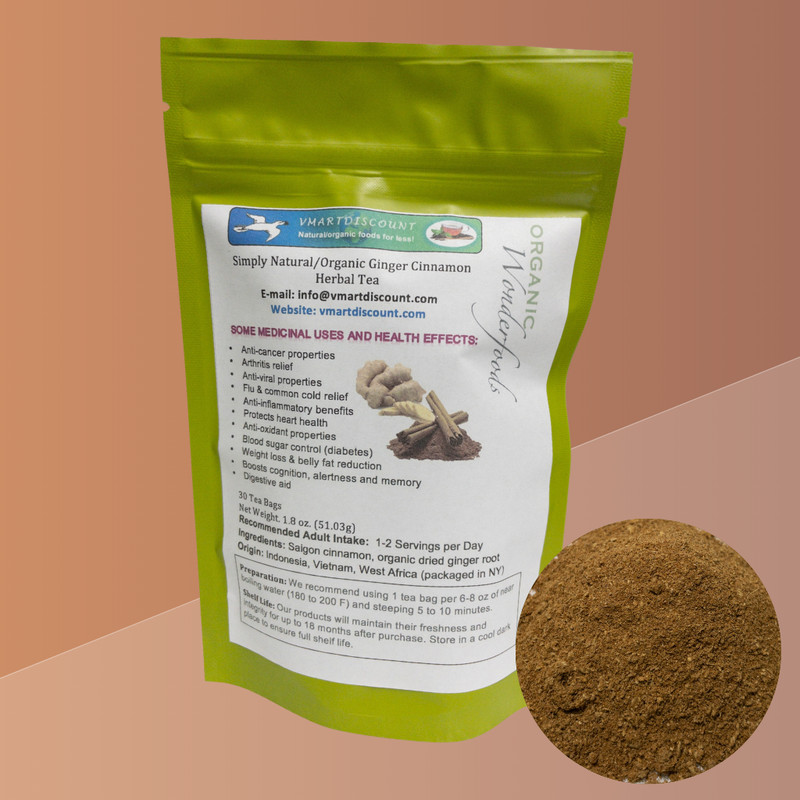 Ginger Cinnamon Herbal Tea (Te de Jengibre y Canela) 30 Tea Bags, Heart Health gallery