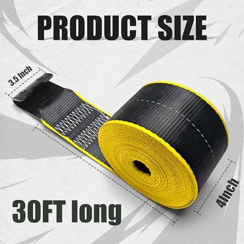 2 Pack Reflective 4 Inch Straps for Flatbed Trailer, 4" x 30' Black Heavy gallery