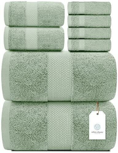 Luxury Green Bath Towel Set - Hotel Soft Cotton 2/Bath 2/Hand 4/Wash - 8 Piece gallery