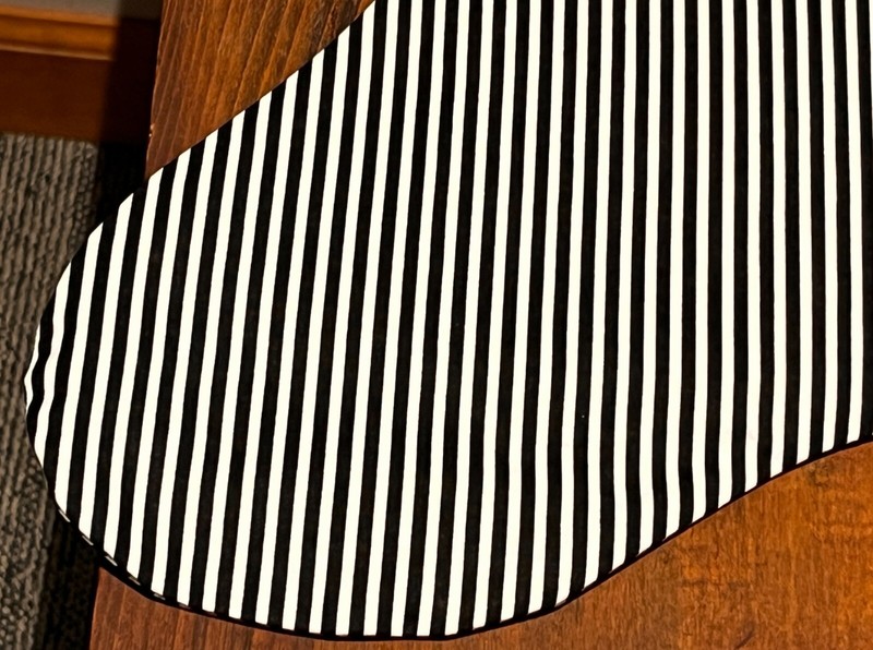 Christmas Stocking NEW Etsy Artisan Handmade Cloth Beaded Black White Stripes gallery