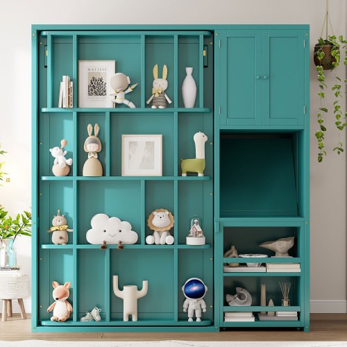 Twin Size Murphy Bed Rotating Wall Murphy Beds with Bookshelf Wooden Cabinet Bed gallery