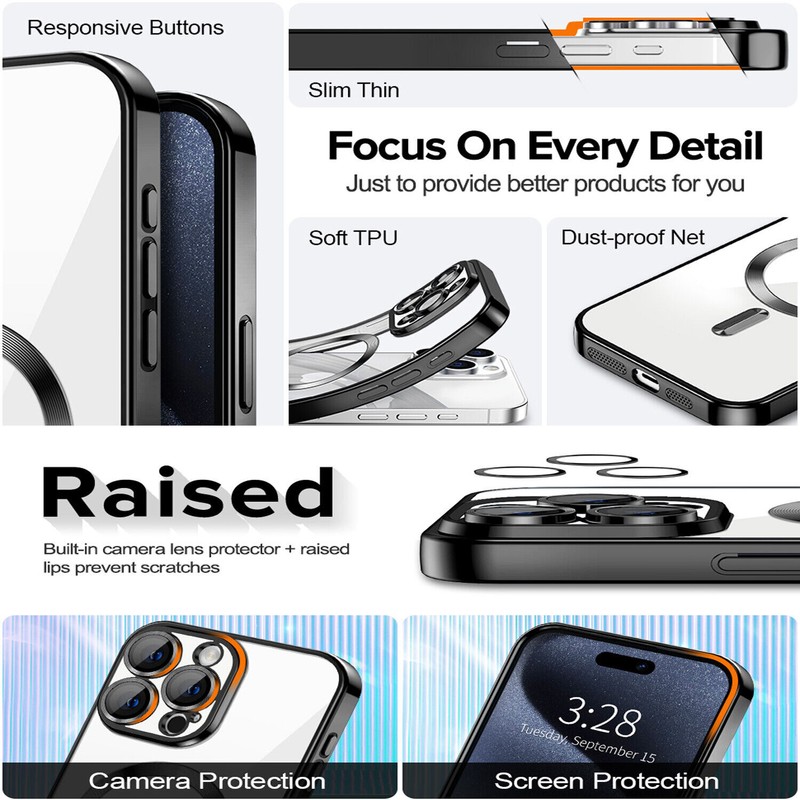Shockproof Mag Safe Case For iPhone 16 15 14 Pro Max 13 12 11 Camera Lens Cover gallery