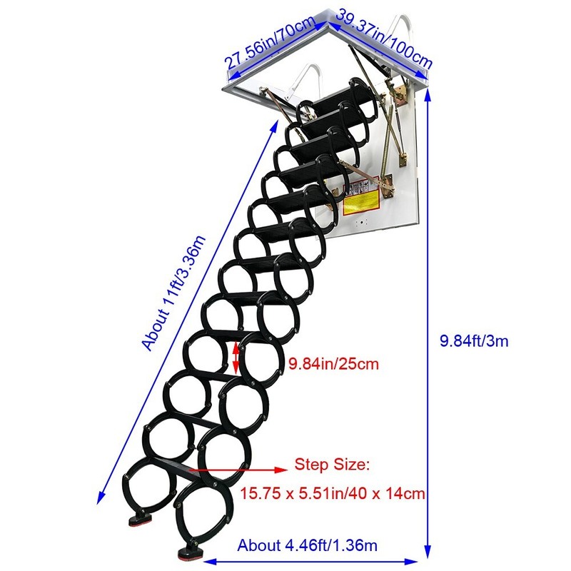 10.5FT Attic Pull Down Ceiling Ladder Access Stairs Carbon Steel Folding Loft L gallery