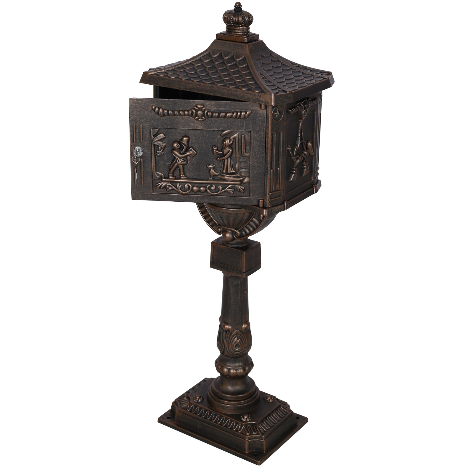 Lockable Mail Box Heavy Duty Cast Aluminum Door Postal Box Pedestal Mailbox gallery