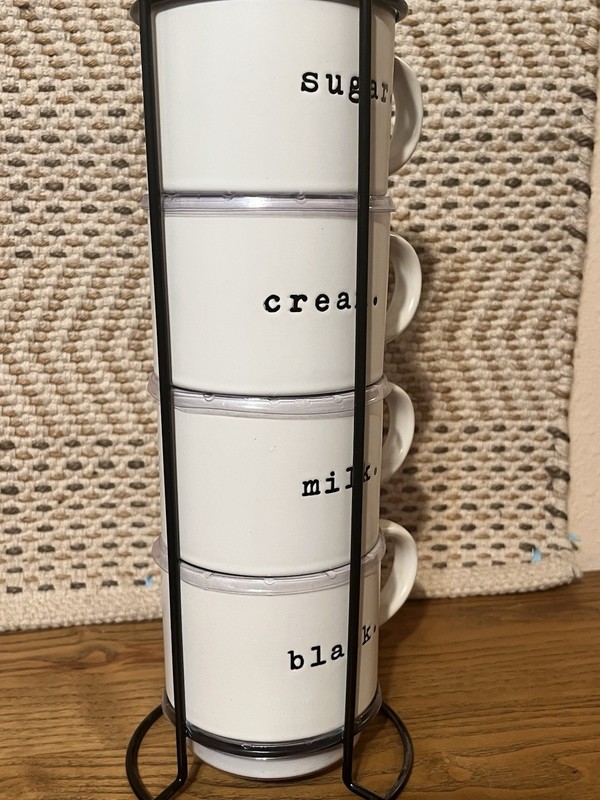 4 Cup 14oz Stackable Tower Mug Set with Metal Stand Nicole Miller New York gallery