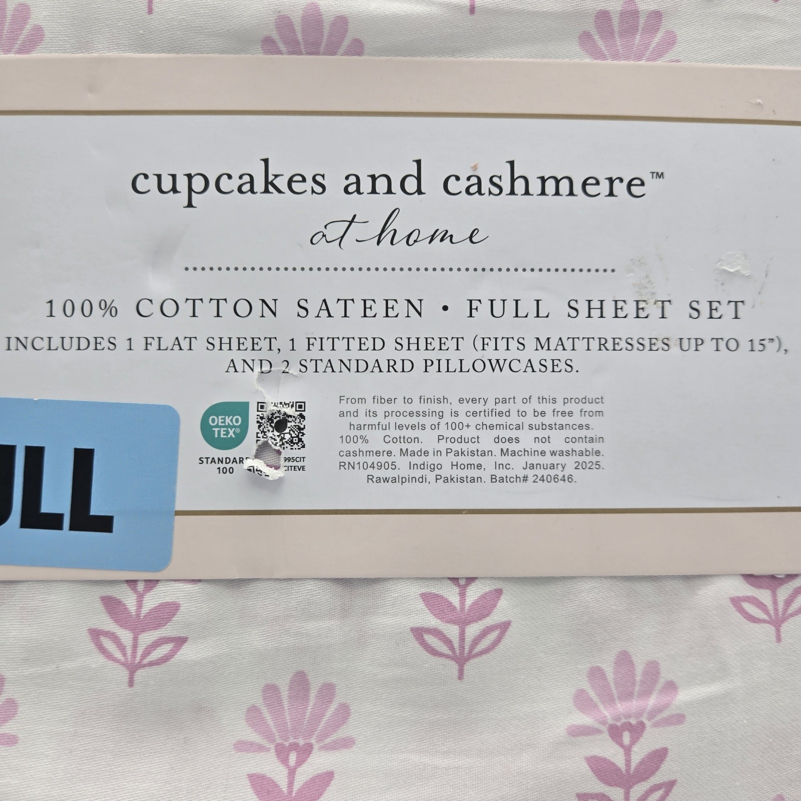 Cupcakes & Cashmere Full Size Sheet Set Pink Floral Print White Sheets Flowers gallery