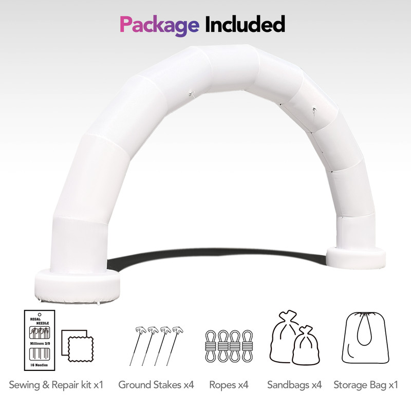 Large 21Ft Half-Circle Inflatable Arch with built-in blower - White gallery