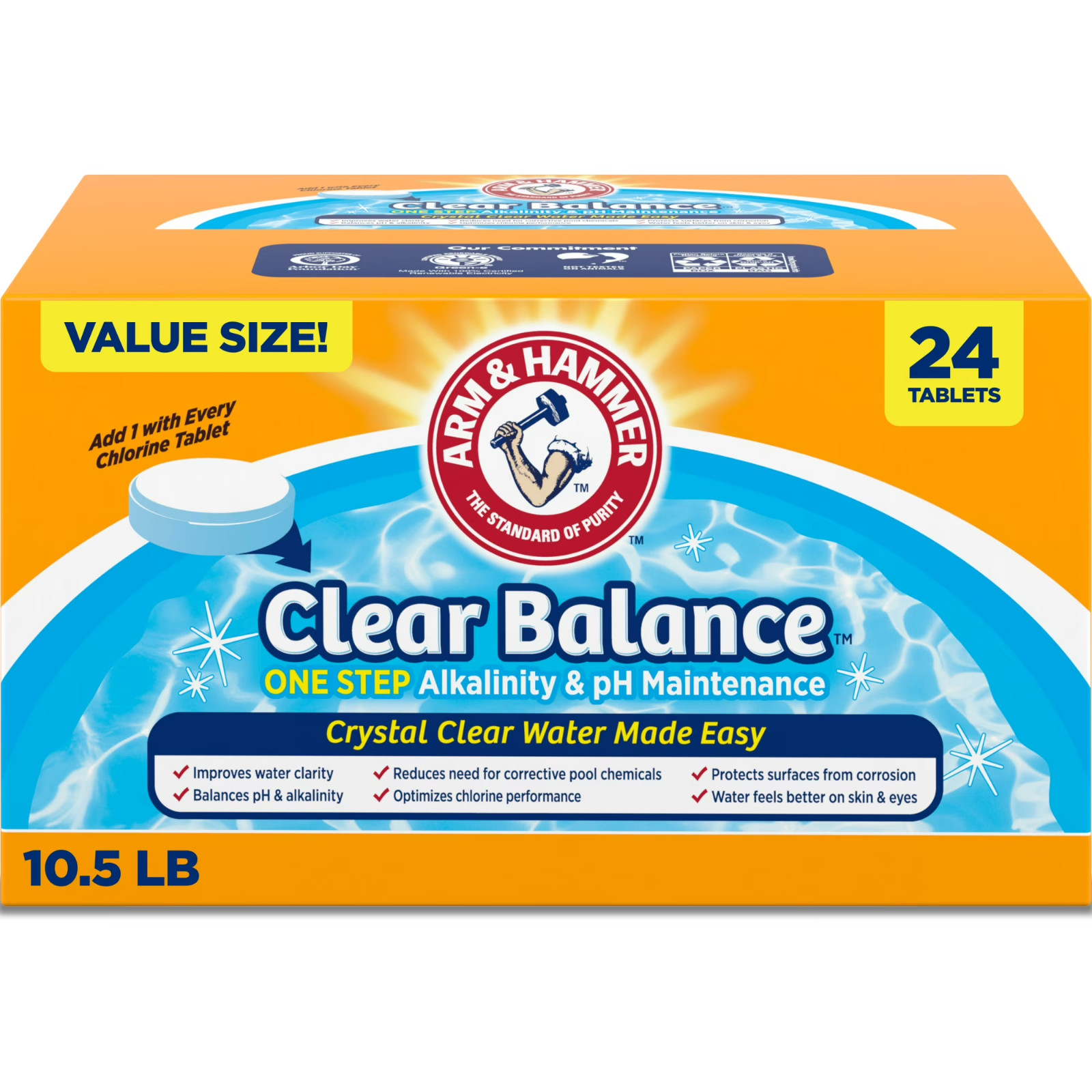 ARM & HAMMER Clear Balance Swimming Pool Maintenance Tablets, 24 Count gallery