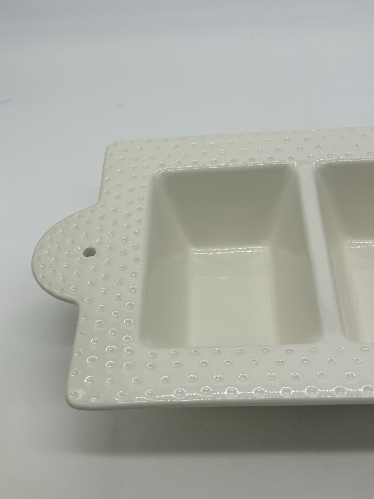Nora Fleming I5 Swiss Dot 3 Section Divided Garnish Condiment Dish Retired VTG gallery