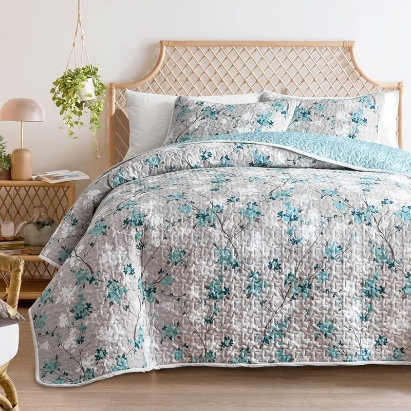 3 Piece Quilt Set Reversible Lightweight Coverlet W/ Shams All Season Microfiber gallery