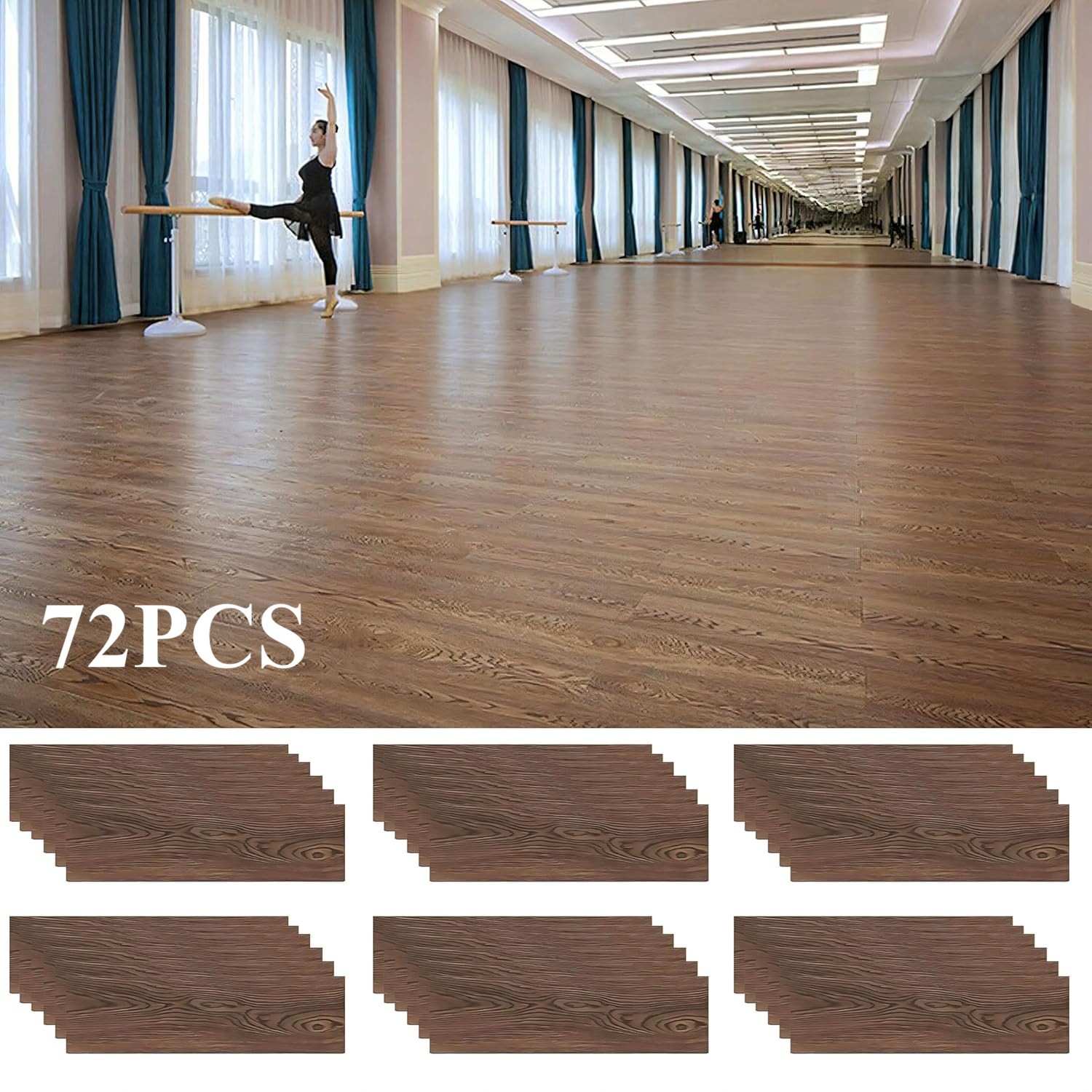 72PCS 36"x6" Self-Adhesive PVC Vinyl Floor Plank Wood Tiles Peel Stick 2mm Thick gallery