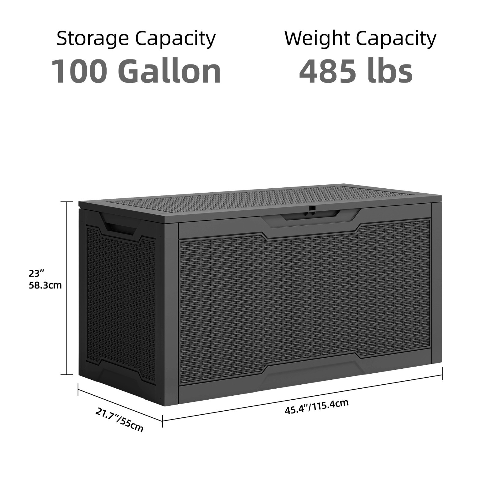 Uforic 100 Gallon Lockable Resin Deck Box Outdoor Storage Chest Black gallery