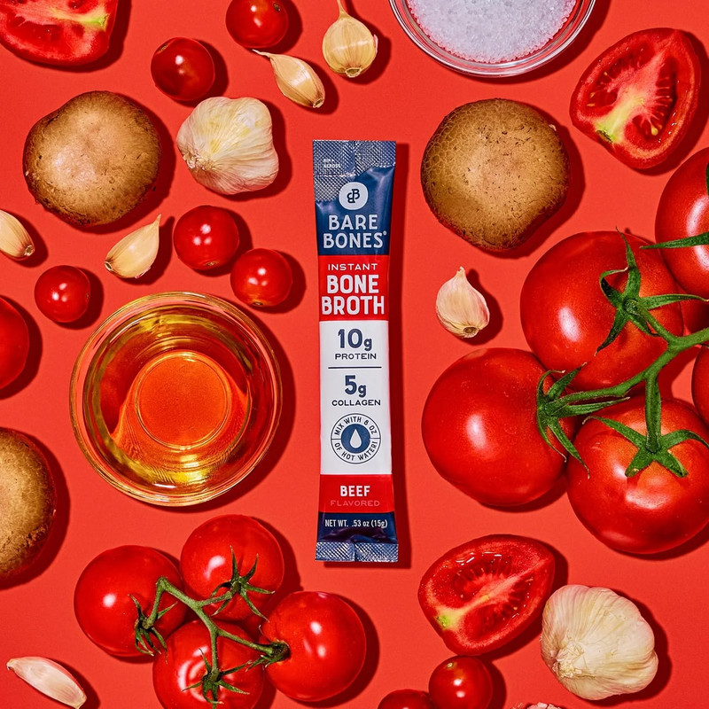 BARE BONES INSTANT BONE BROTH BEEF BOUILLON 12 STICK 1Og PROTEIN 5g COLLAGEN gallery